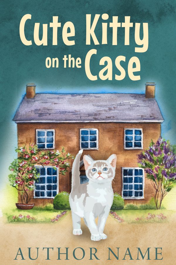 Premade Book Cover: Cute Kitty on the Case